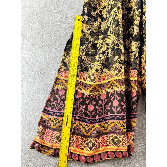 Free People Jumpsuit Womens S Brown Leona Wide Leg Pockets Side Slit Casual Tie - Picture 5 of 16